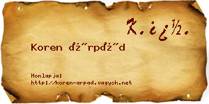 Koren Árpád névjegykártya