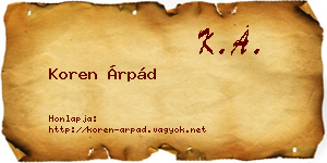 Koren Árpád névjegykártya